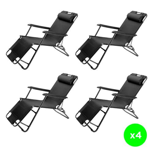 Kit x4 Reposeras Plegables Gadnic Grandes Con Apoya Cabeza - 0