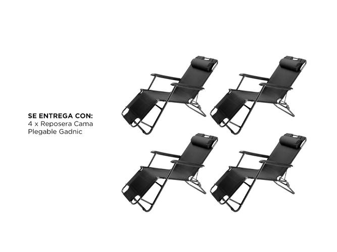 Kit x4 Reposeras Plegables Gadnic Grandes Con Apoya Cabeza - 6