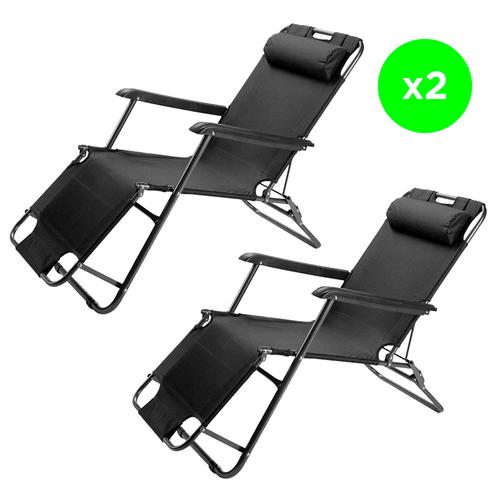 Kit x2 Reposeras Plegables Gadnic Grandes Con Apoya Cabeza - 0