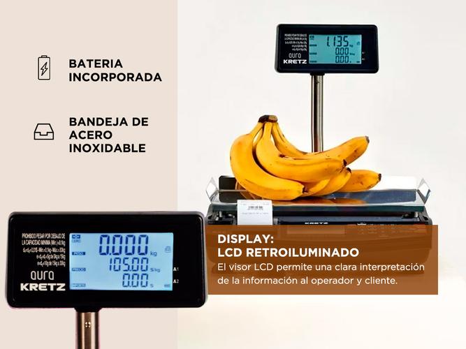Balanza Comercial Kretz Aura Eco 30kg Digital Mastil - 3