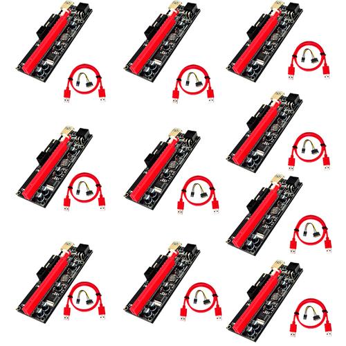 Kit x 10 Riser Ver 009s Pcie 6pin 16x Mineria Express Usb Eth Btc - 0