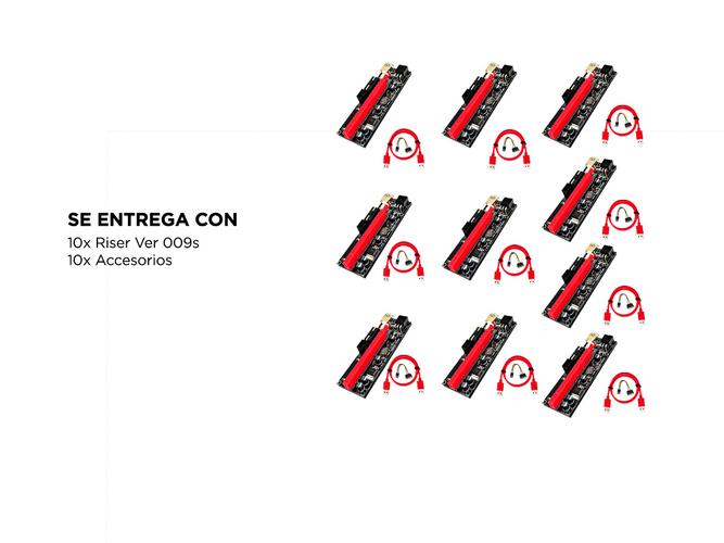 Kit x 10 Riser Ver 009s Pcie 6pin 16x Mineria Express Usb Eth Btc - 5