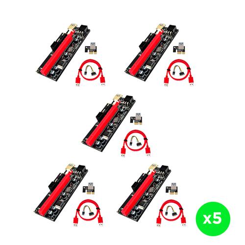 Kit x5 Riser Ver 009s Pcie 6pin 16x Mineria Express Usb Eth Btc - 0