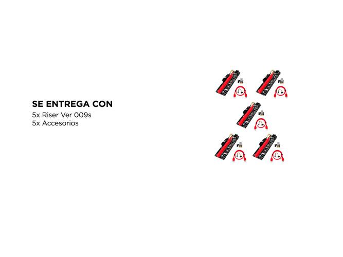 Kit x5 Riser Ver 009s Pcie 6pin 16x Mineria Express Usb Eth Btc - 5