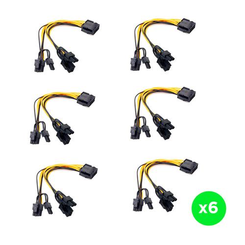 Kit x6 Cable Pcie Splitter Adaptador 8pines a 2x 6+2 Mineria Gaming Rig - 0