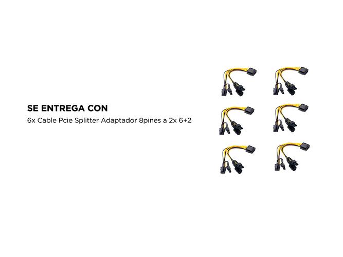 Kit x6 Cable Pcie Splitter Adaptador 8pines a 2x 6+2 Mineria Gaming Rig - 4