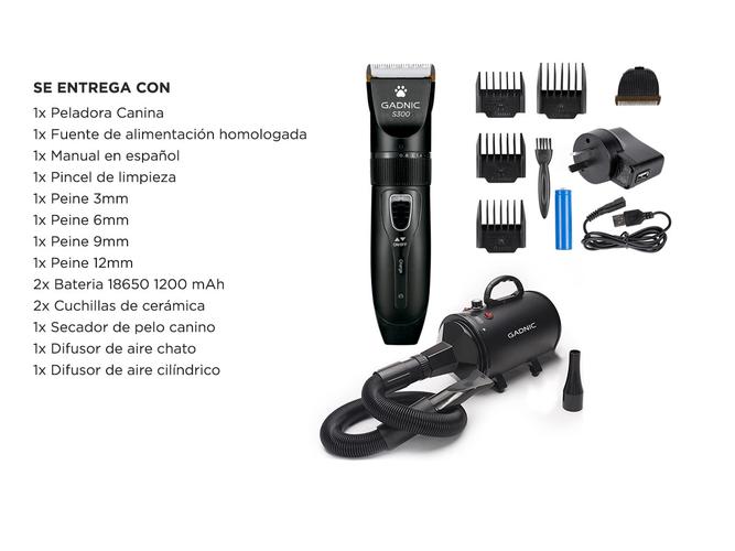Secador De Pelo Para Perros PD2000 + Maquina De Cortar Pelo Canina S300 Profesional Gadnic - 6