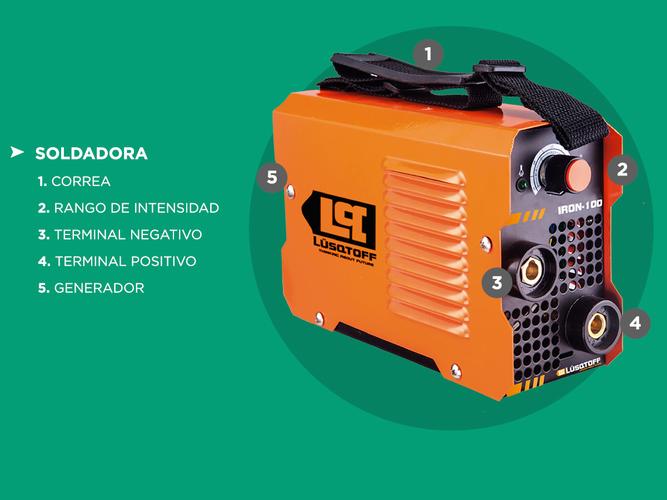 Soldadora Lusqtoff Inverter Iron 100 + Máscara + 2 escuadras - 3