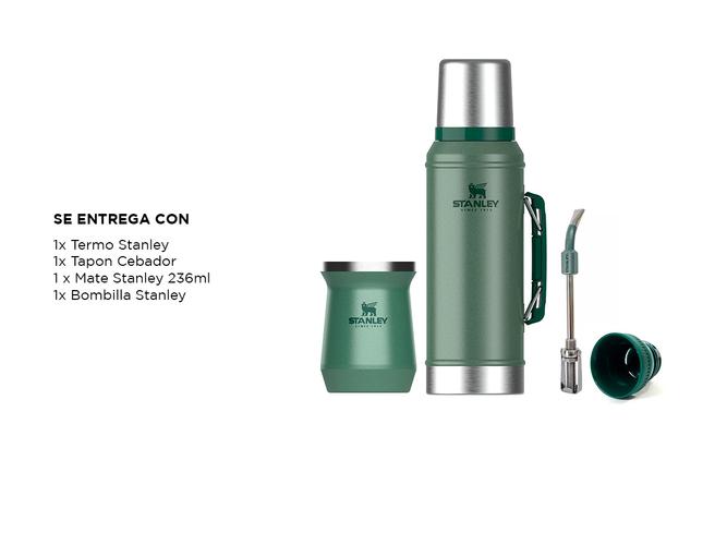 Combo Matero Stanley Termo 950ml + Mate 236ml + Bombilla Verde Original - 6