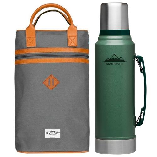 Kit Mochila De Cuero + Termo South Port  - 0