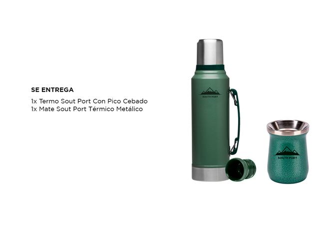 Kit Termo South Port Pico Cebador  Mate Térmico Metálico - 6