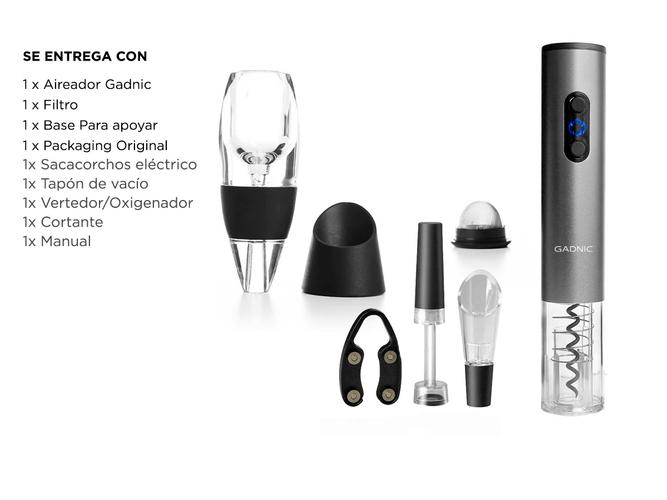 Kit Sacacorcho Electrico Gadnic  Aireador De Vinos - 6