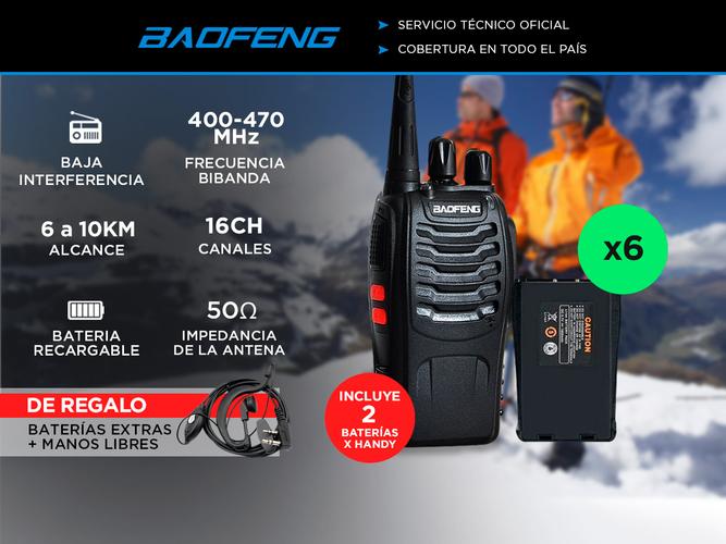 Kit x 6 Handy Baofeng BF-999S 5w 16CH UHF Hasta 10km  - 1