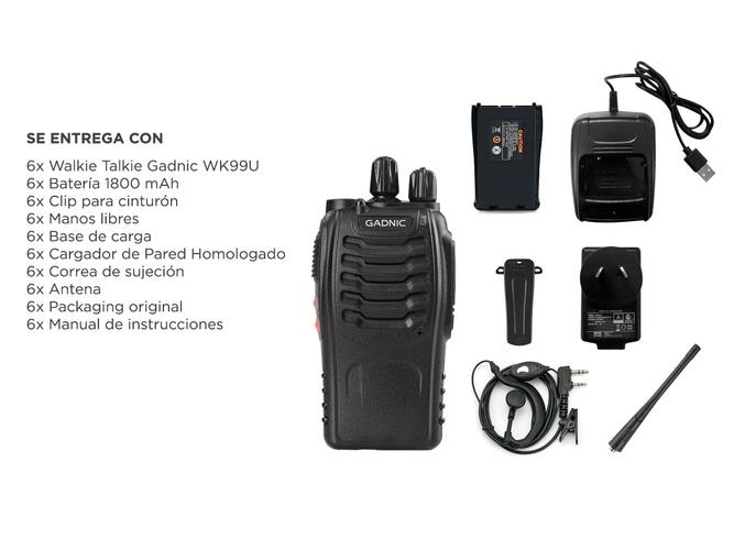 Kit x 6 Handy Gadnic WK99U 5w 16CH UHF Hasta 10km - 6