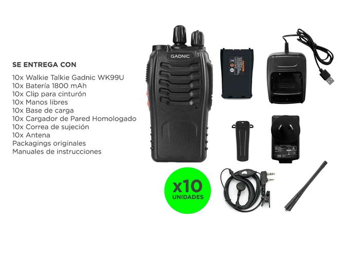 Kit x 10 Handy Gadnic WK99U 5w 16CH UHF Hasta 10km - 6