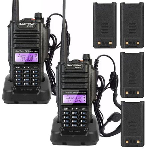 Handy Baofeng A-58 Kit x2 Bi-Banda 5w 128CH Hasta 12km + 4 Baterías y 2 Manos Libres - 0
