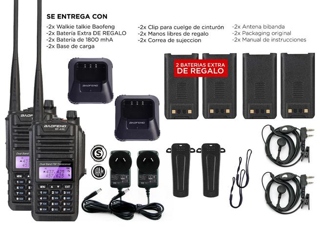 Handy Baofeng A-58 Kit x2 Bi-Banda 5w 128CH Hasta 12km + 4 Baterías y 2 Manos Libres - 6