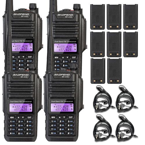 Handy Baofeng A-58 Kit x4 Bi-Banda 5w 128CH Hasta 12km + 8 Baterías y 4 Manos Libres - 0