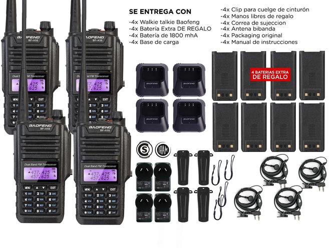 Handy Baofeng A-58 Kit x4 Bi-Banda 5w 128CH Hasta 12km + 8 Baterías y 4 Manos Libres - 6