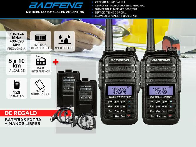 Handy Baofeng UV-6RA Kit x2 Bi-Banda 128CH Hasta 10km + 4 Baterías y 2 Manos Libres - 1