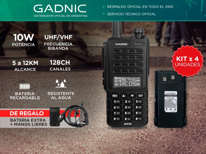 Handy Gadnic WK88 Kit x4 Bi-Banda 10w 128CH Hasta 12km + 8 Baterías y 4 Manos Libres - 1