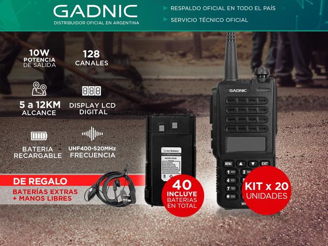 Handy Gadnic WK88 Kit x20 Bi-Banda 10w 128CH Hasta 12km + 40 Baterías y 20 Manos Libres - 1