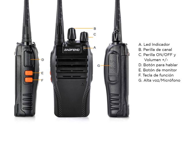 Handy Baofeng BF-999S Kit x4 5w 16CH UHF Hasta 10km + 8 Baterías y 4 Manos Libres - 5