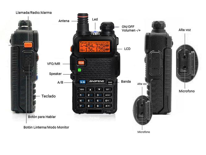 Handy Baofeng UV-5R Kit x2 Bi-Banda 5w Hasta 12km + 4 Baterías y 2 Manos Libres - 5