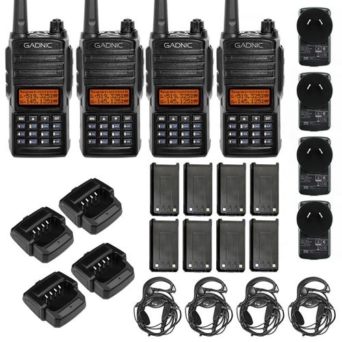 Handy Gadnic WK66 Profesional Kit x4 Bi-Banda 8w Hasta 12km + 8 Baterías y 4 Manos Libres - 0