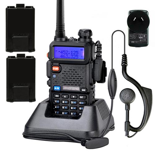 Handy Baofeng UV-5R Bi-Banda 5w 128CH Hasta 10km + 2 Baterías 1800mAh y Manos Libres - 0