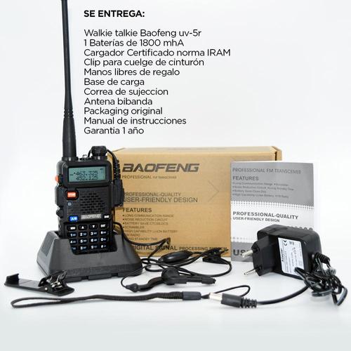 Handy Baofeng UV-5R Bi-Banda 5w 128CH Hasta 10km + 2 Baterías 1800mAh y Manos Libres - 6