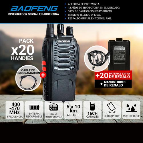 Handy Baofeng BF-888S Kit x20 5w 16CH UHF Hasta 10km + 40 Baterías y 20 Manos Libres - 1