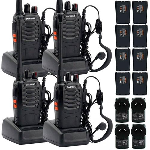 Handy Baofeng BF-888S Kit x4  5w 16CH UHF Hasta 10km + 8 Baterías y 4 Manos Libres - 0