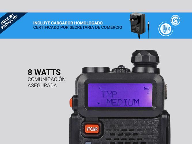 Handy Baofeng UV-5R Kit x4 Bi-Banda 8w Hasta 12km + 8 Baterías y 4 Manos Libres - 2