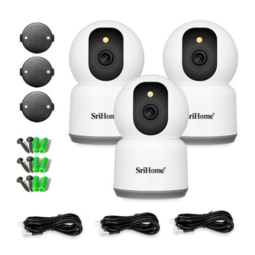 Kit x3 Camara de Seguridad Vigilancia SriHome 5mp Vision Nocturna Audio Wifi 2.4 GHZ 5 GHZ - 0