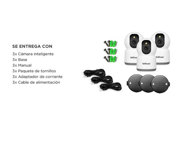 Kit x3 Camara de Seguridad Vigilancia SriHome 5mp Vision Nocturna Audio Wifi 2.4 GHZ 5 GHZ - 5