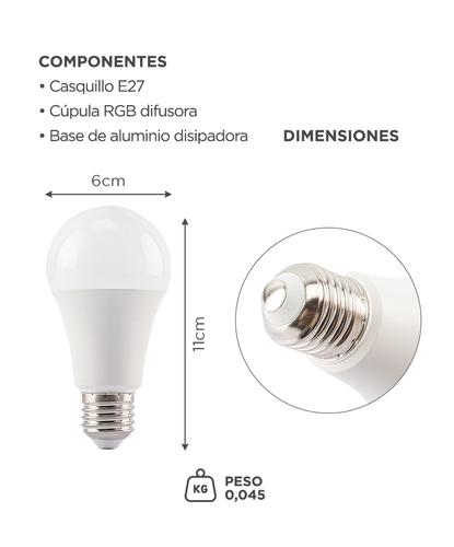 Lampara Led Smart Inteligente RGB 9W Wifi  - 5