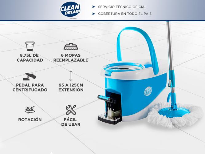 Mopa Gadnic Clean Dream con Balde Escurridor Centrífugo c/ Pedal Lampazo 360° - 1