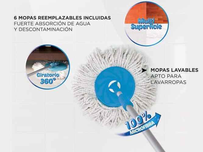 Mopa Gadnic Clean Dream con Balde Escurridor Centrífugo c/ Pedal Lampazo 360° - 2