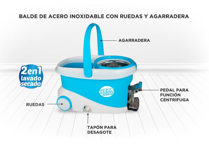 Mopa Gadnic Clean Dream con Balde Escurridor Centrífugo c/ Pedal Lampazo 360° - 3