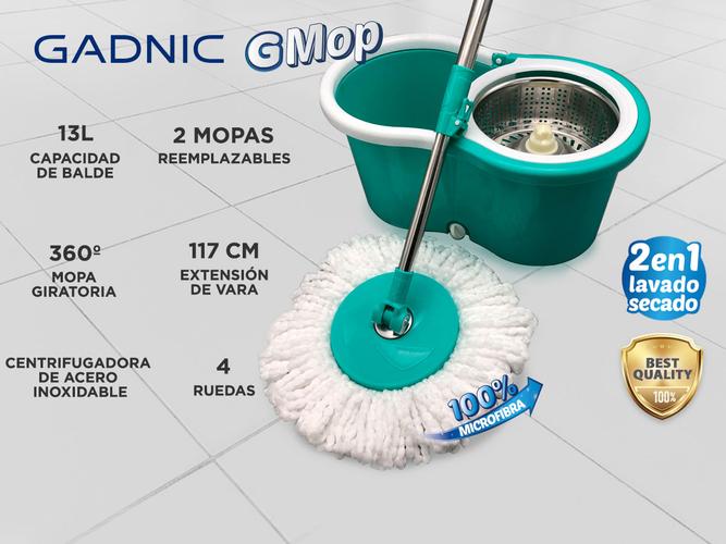 Mopa Gadnic G-Mop con Balde Escurridor Centrífugo Lampazo 360° + Paños de Repuesto - 1
