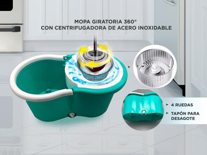 Mopa Gadnic G-Mop con Balde Escurridor Centrífugo Lampazo 360° + Paños de Repuesto - 3