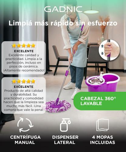 Mopa Gadnic G-Mop333 360 con Balde Centrífugo y Dispenser  4 Paños - 1