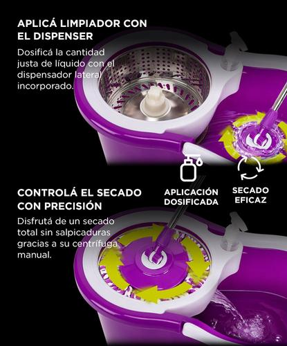 Mopa Gadnic G-Mop333 360 con Balde Centrífugo y Dispenser  4 Paños - 2