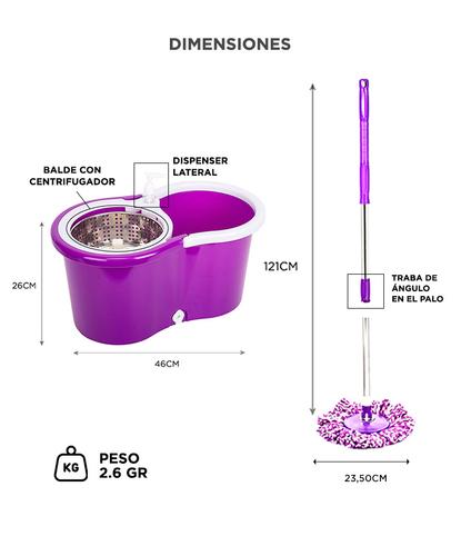 Mopa Gadnic G-Mop333 360 con Balde Centrífugo y Dispenser  4 Paños - 5