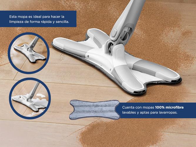 Mopa Gadnic X-Mop Trapeador Escurridor De Microfibra Plana Con 3 Paños - 4