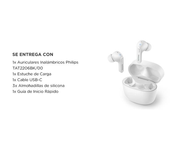 Auriculares Inalámbricos Philips TAT2206WT00 Bluetooth Estuche De Carga - 5