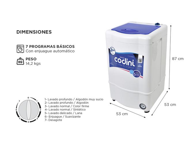 Lavarropas Codini Evolution 7054 Semiautomático 7kgs - 4