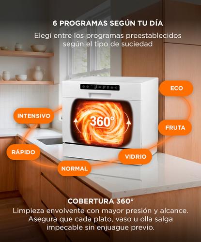 Lavavajillas De Mesada Gadnic Pro 6 Sets de Cubiertos 6 Programas De Lavado Secado Con Aire Caliente  - 2