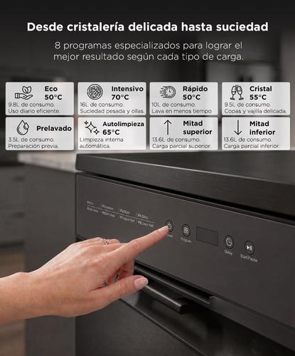 Lavavajillas Gadnic 14 Cubiertos Dark Inox 8 Programas Apertura Automatica - 4